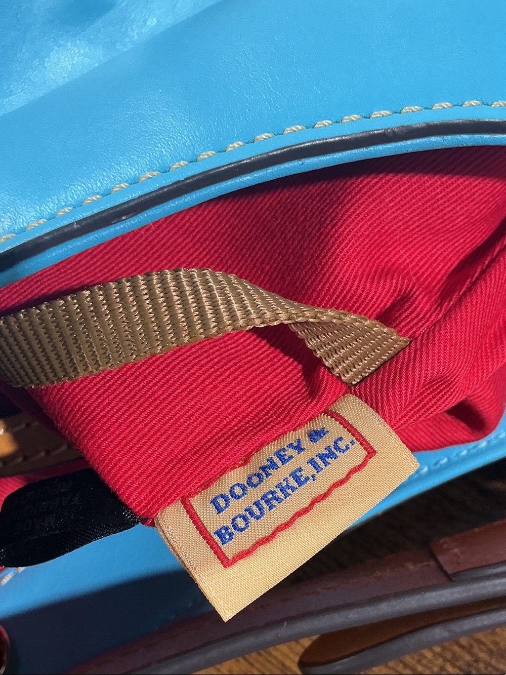 Dooney & Bourke Turquoise Nylon Shoulder Bag with Tan Leather Accents - Picture 16 of 16